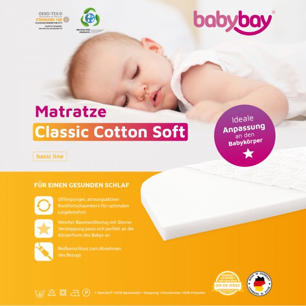 Babybay Colchão Cama Co-Sleep Maxi e Boxspring - Classic Cotton Soft
