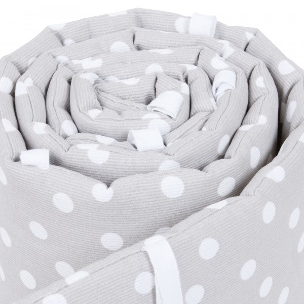 Babybay Protetor de Grades Piqué para Maxi, Boxspring, Comfort e Comfort Plus - cinza c/ pontos brancos