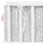 Babybay Protetor de Grades Piqué para Maxi, Boxspring, Comfort e Comfort Plus - cinza c/ estrelas brancas