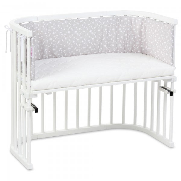 Babybay Protetor de Grades Piqué para Maxi, Boxspring, Comfort e Comfort Plus - cinza c/ estrelas brancas