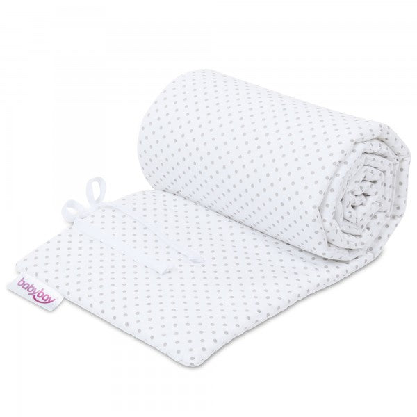 Babybay Protetor de Grades Piqué para Maxi, Boxspring, Comfort e Comfort Plus - branco c/ pontos cinza claro
