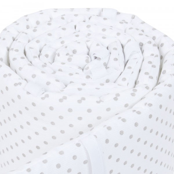 Babybay Protetor de Grades Piqué para Maxi, Boxspring, Comfort e Comfort Plus - branco c/ pontos cinza claro