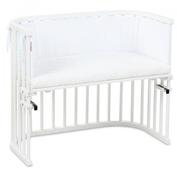 Babybay Protetor de Grades Piqué para Maxi, Boxspring, Comfort e Comfort Plus - branco c/ pontos cinza claro