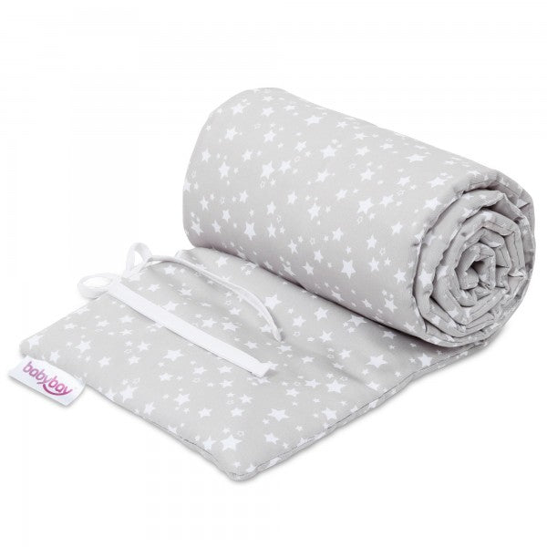 Babybay Protetor de Grades Piqué para modelo Original - cinza e estrelas brancas