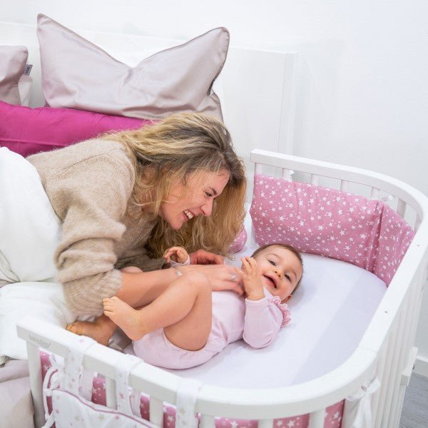 Babybay Protetor de Grades Piqué para modelo Original - branco e estrelas cinza claro