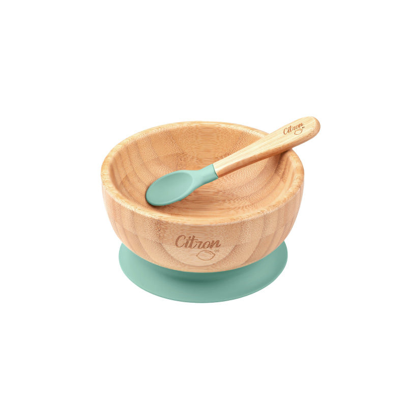 Citron Taça de Bambú c/ Ventosa e Colher - Verde