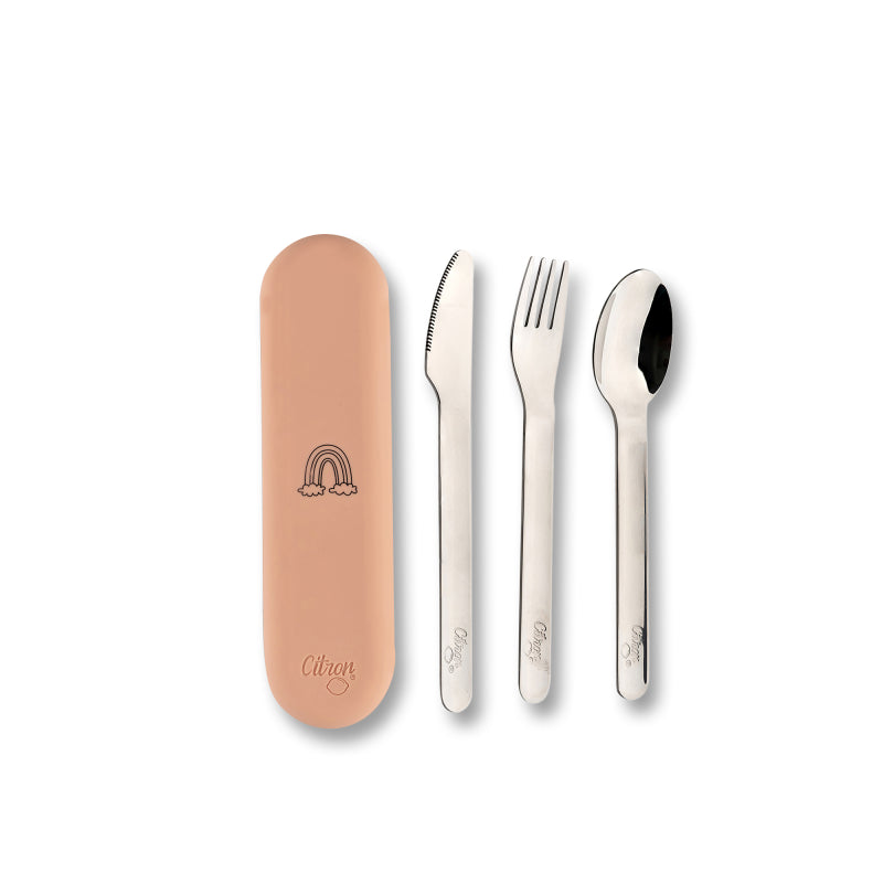 Citron Conjunto de Talheres e Estojo em Silicone - Rosa