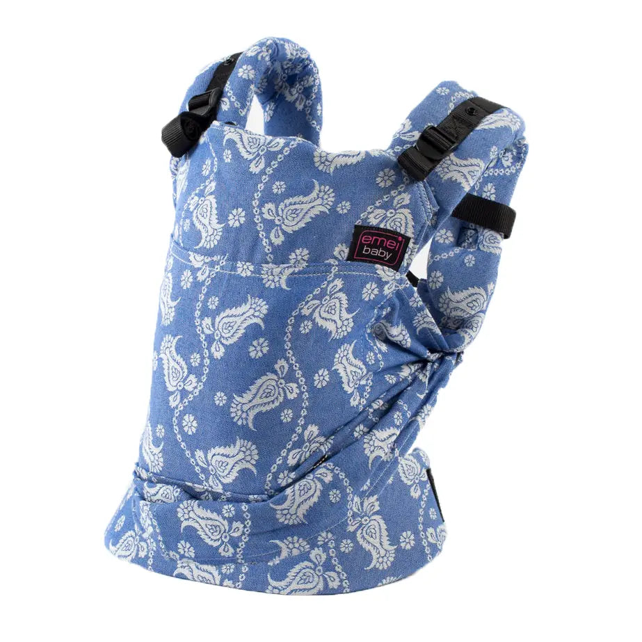 Porta-bebé Emeibaby Easy Crane Marine Baby Size azul com padrão claro e fivelas pretas