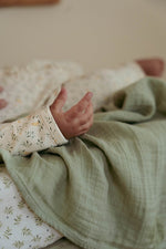 Little Dutch Swaddle 120 x 120 em Musselina - Blueberry Leaves